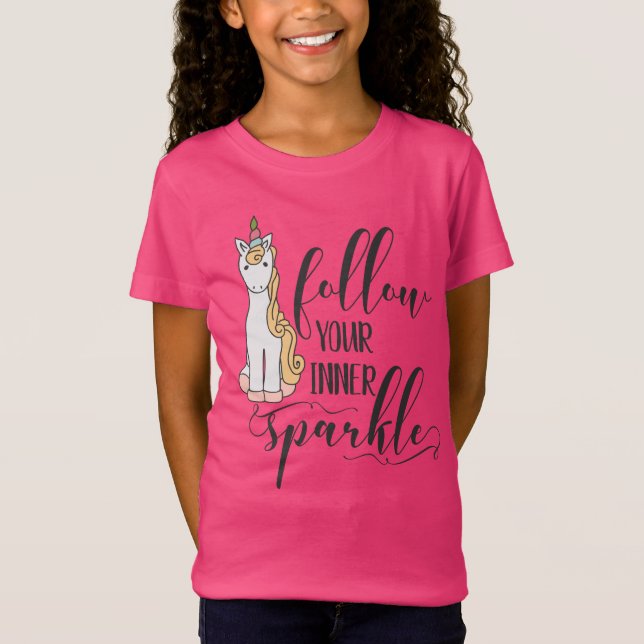 T-Shirt Unicorn Suivez votre Fête Inner Sparkle Favoriser (Devant)