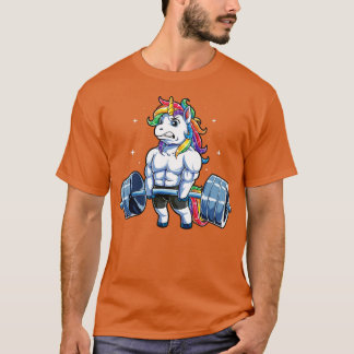 T-shirt Unicorn Weightlifting Fitness Gym Deadlift Rainbo