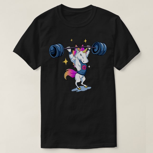 T-shirt Unicorn Weightlifting T Fitness Gym Deadlift Rainb (Design devant)