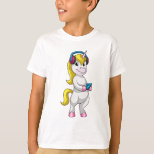 T-shirt Unicorne à l'écoute de musique avec casque