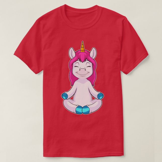 T-shirt Unicorne à Meditate en position assise (Design devant)