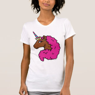 T-shirt Unicorne Afro Rose Chaud