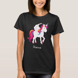 T-shirt Unicorne arc-en-ciel avec nom personnalisé