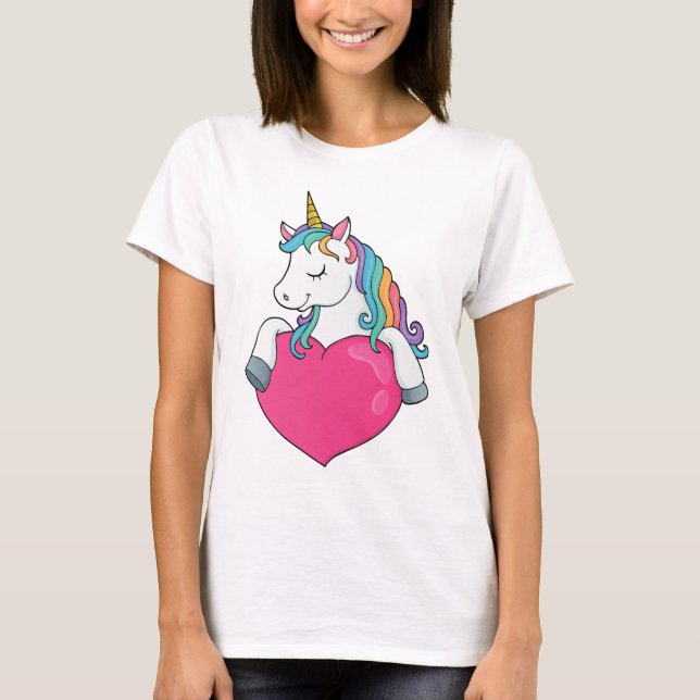 T-shirt Unicorne au coeur (Devant)