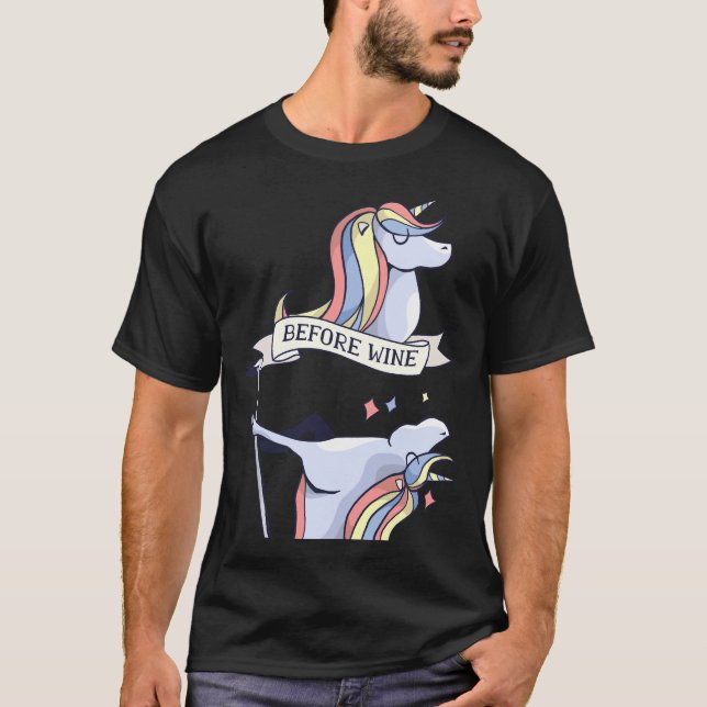 T-shirt Unicorne Avant Vin Après Vin Danser Pole (Devant)