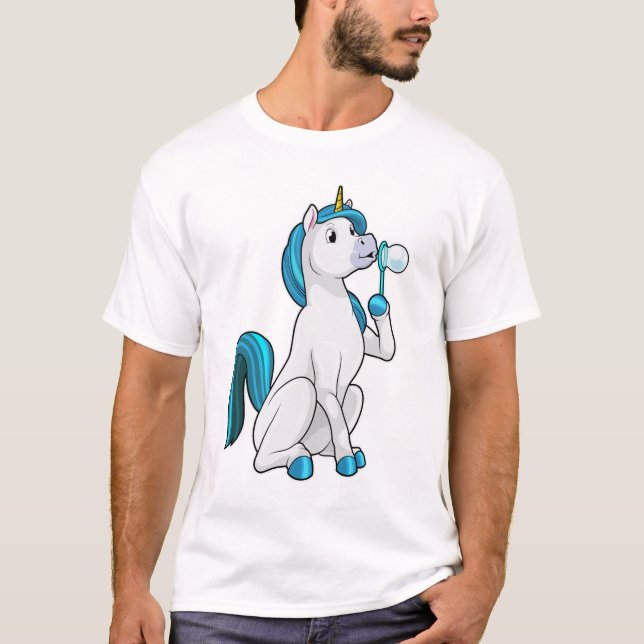 T-shirt Unicorne avec bulles de savon (Devant)