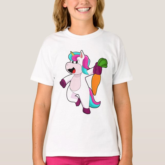 T-shirt Unicorne avec carotte (Devant)