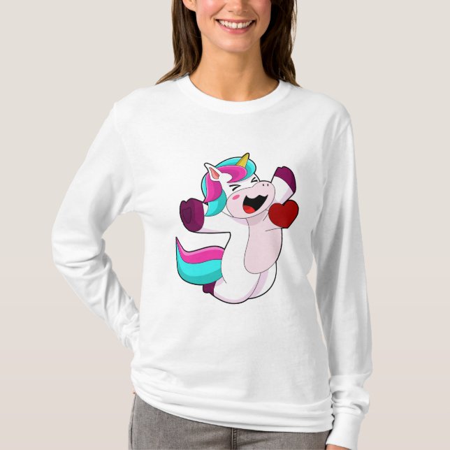 T-shirt Unicorne avec coeur (Devant)