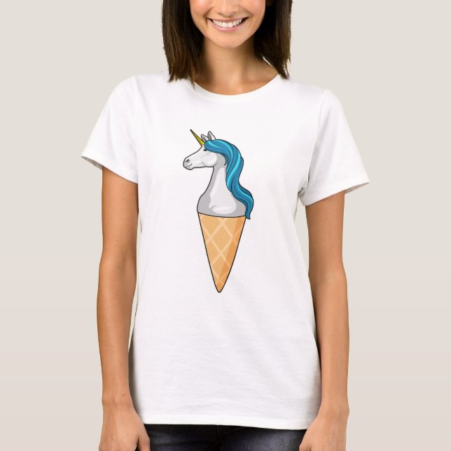 T-shirt Unicorne avec crème glacée gaufre (Devant)
