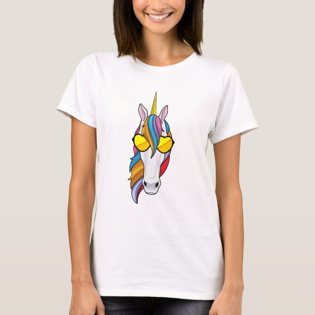 T-shirt Unicorne avec lunettes de soleil (Devant)