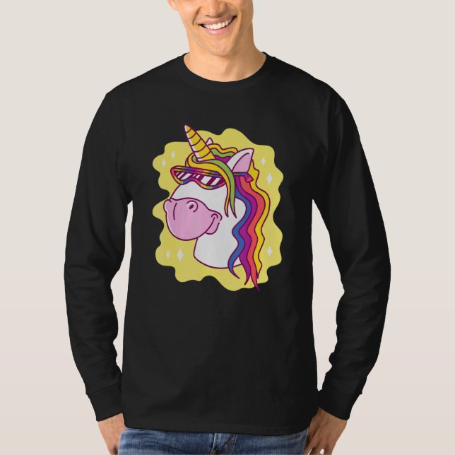 T-shirt Unicorne avec lunettes de soleil Rainbow Creature  (Devant)