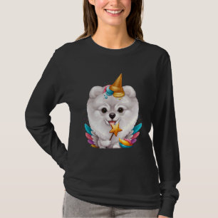 T-shirt Unicorne blanche Poméranie crème glacée