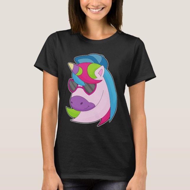 T-shirt Unicorne Casquette lunettes de soleil (Devant)