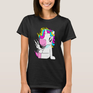 T-shirt Unicorne Colorée Multilayer Paix Relaxée Mignonne