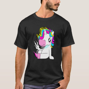 T-shirt Unicorne Colorée Multilayer Paix Relaxée Mignonne
