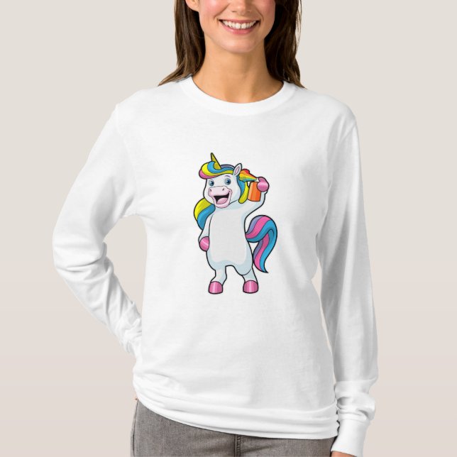 T-shirt Unicorne comme coiffeur avec aérosol (Devant)