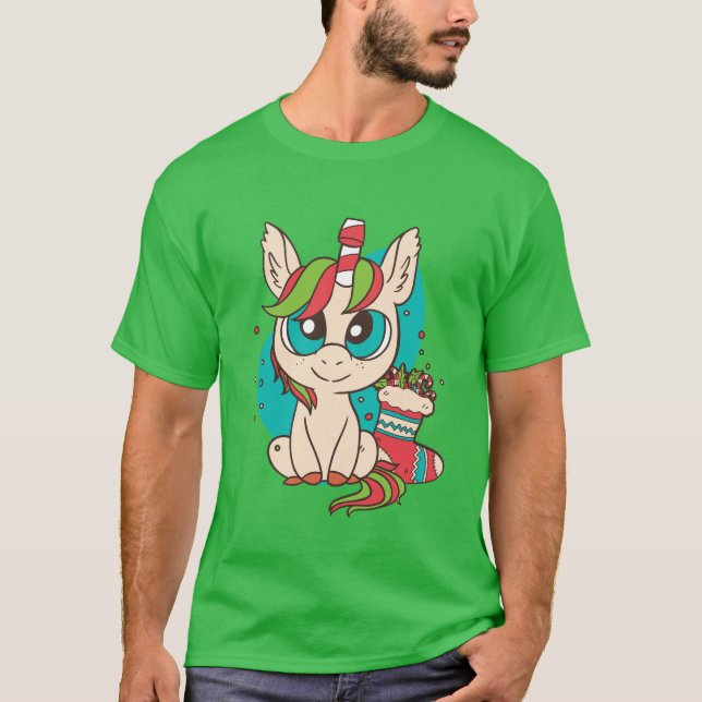 T-shirt Unicorne de Noël (Devant)