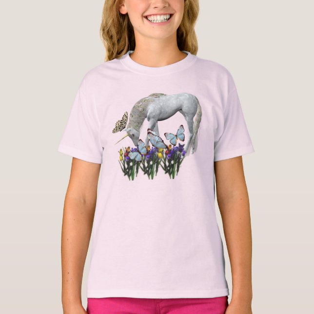 T-shirt Unicorne Et Papillons (Devant)