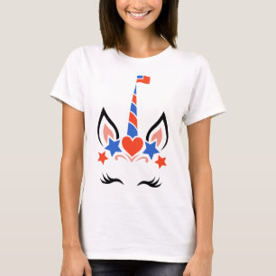 T-shirt Unicorne Face Eyelashes 4 juillet date d'indépenda