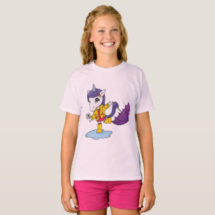 T-shirt Unicorne florale rose mignonne et simple en Rainco