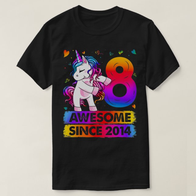 T-shirt Unicorne Flossing 8 Ans Girl Uni (Design devant)