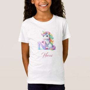 T-Shirt Unicorne lettre N monogramme premier jour magique