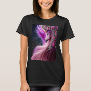 T-shirt Unicorne magique aux roses roses