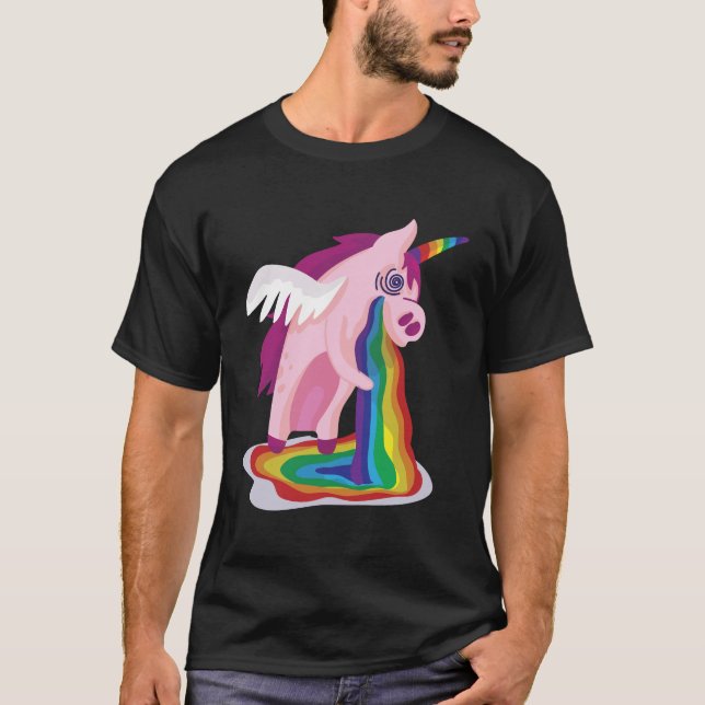 T-shirt Unicorne Rainbow Vomit (Devant)