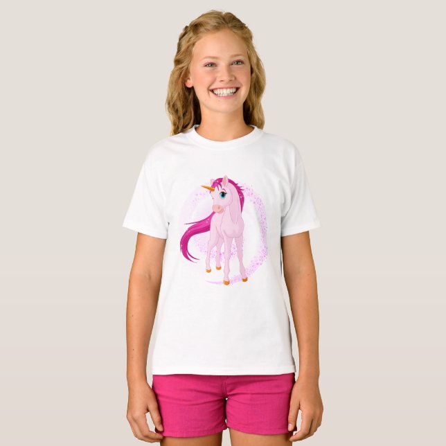 T-shirt Unicorne rose (Devant entier)