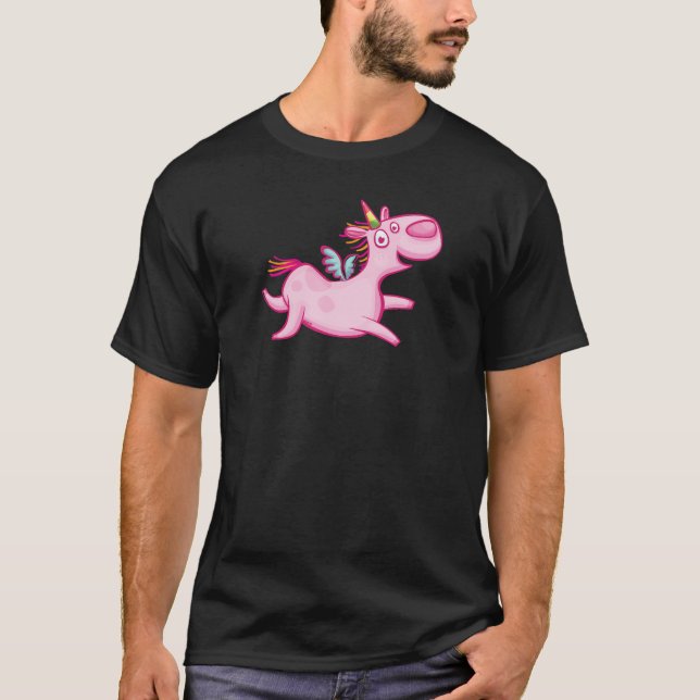 T-shirt Unicorne rose ardent (Devant)