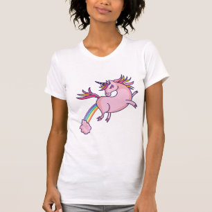 T-shirt Unicorne Rose Avec Arc En Ciel