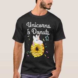 T-shirt Unicornes Et Donuts Mignonnes Arroses De Doughnut