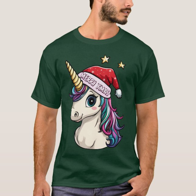 T-shirt Unicornes fille de Noël (Devant)