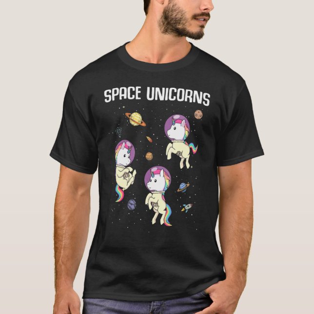 T-shirt Unicornes spatiales Astronaut planète Unicorne 1 (Devant)