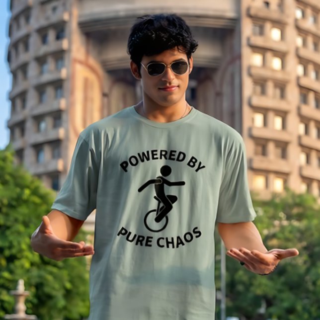 T-shirt Unicycle – Powered By Pure Chaos | Funny Cycling (Créateur téléchargé)