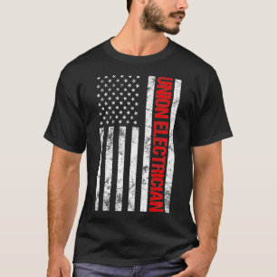 T-shirt Union Electrician American Flag Electricien