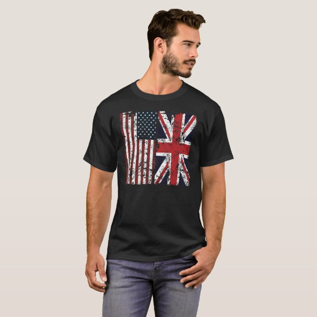 T-shirt Union Jack British American Flags Tee (Devant entier)