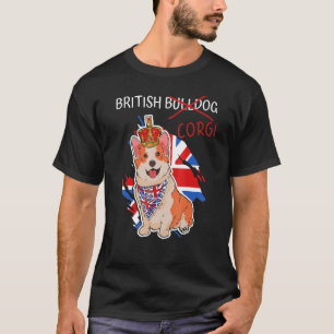 T-shirt Union Jack Corgi Bulldog britannique Reine Platine