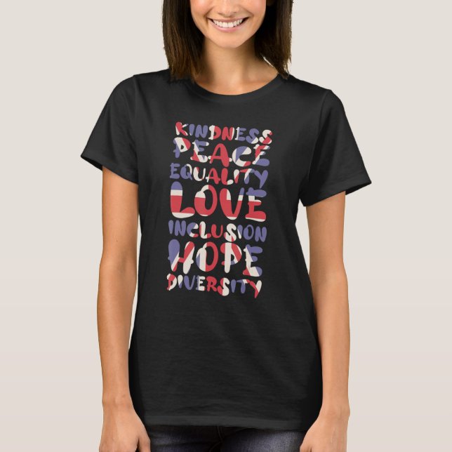 T-shirt Union Jack Harmony Embraces Kindness Peace and Equ (Devant)