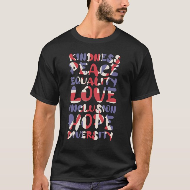 T-shirt Union Jack Harmony Embraces Kindness Peace and Equ (Devant)