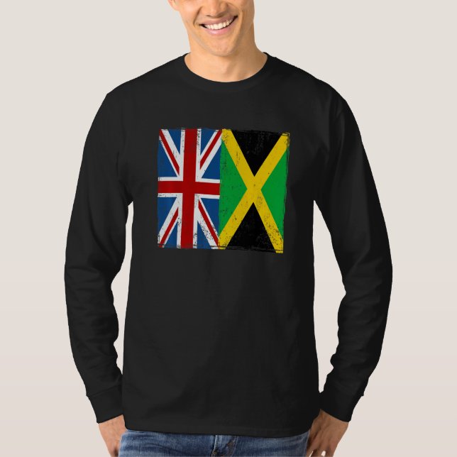 T-shirt Union Jack With Jamaican Flag & British Caribbean (Devant)