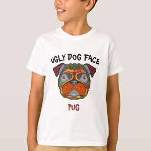 T-shirt unique Carlin laide visage chien
