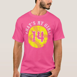T-shirt Unique C'Est Ma Fille 14 Joueur Softball Maman Ou