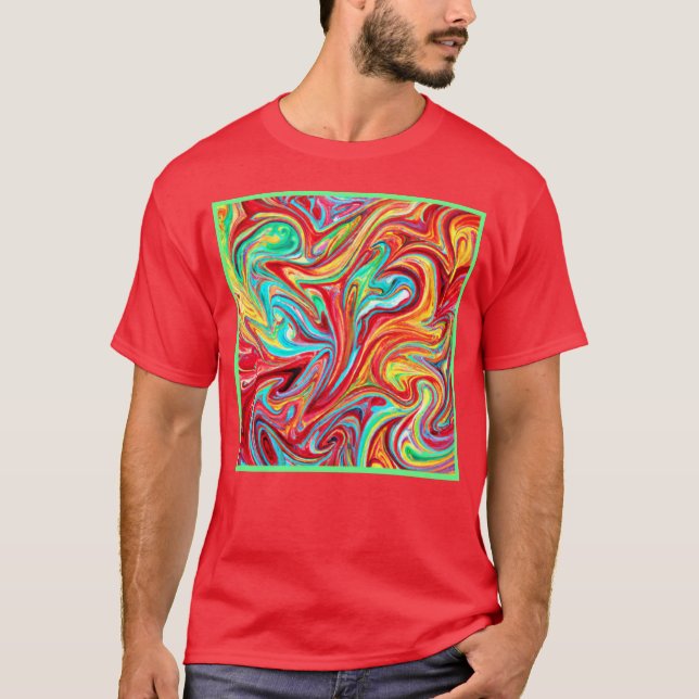 T-shirt Unique Couleurs Lumineuses Peinture Motif. Command (Devant)