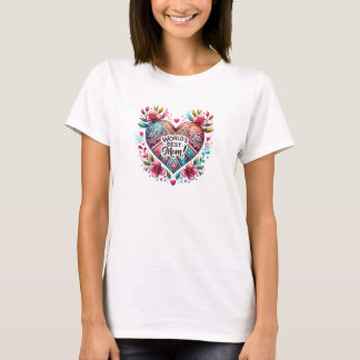 T-shirt Unique folk motifs coeur ressort Meilleure maman d