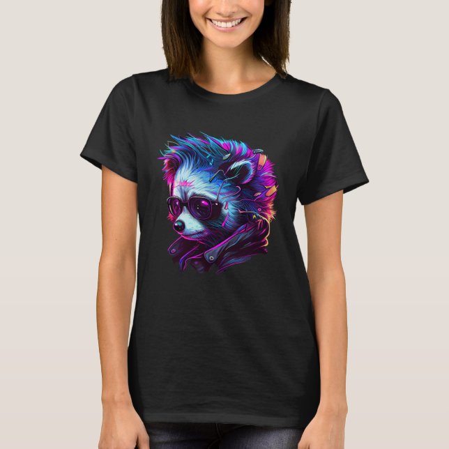 T-shirt Unique Men and Women Red Panda Punk Rock Edgy Stre (Devant)