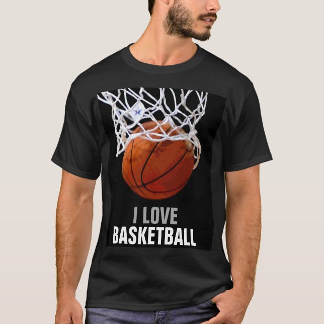T-shirt Unique Moderne I Love Basketball (Devant)