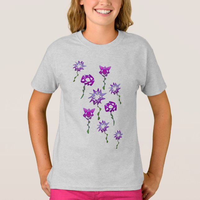 T-shirt unique Perpetual Art Purple Flowers (Devant)