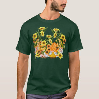 T-shirt Unique Sunflower Gnome Hippies Floral Graphisme Ar