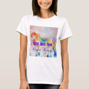 T-shirt Unique Unicorne Purple Aquarelle Femmes T Chemise